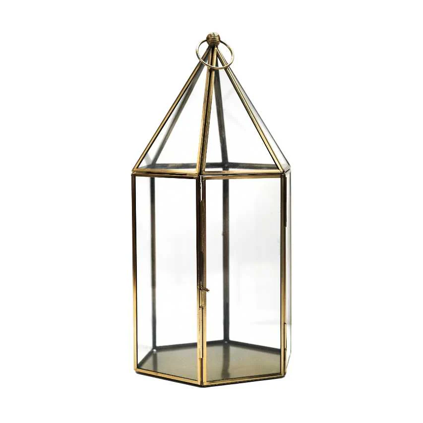 Glass terrarium - antique brass